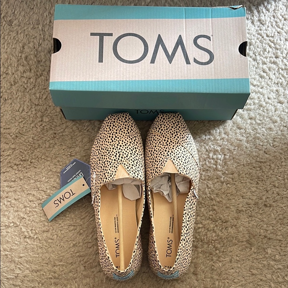 Tom’s Alpargata Honey Beige Mini Cheetah Slip Ons